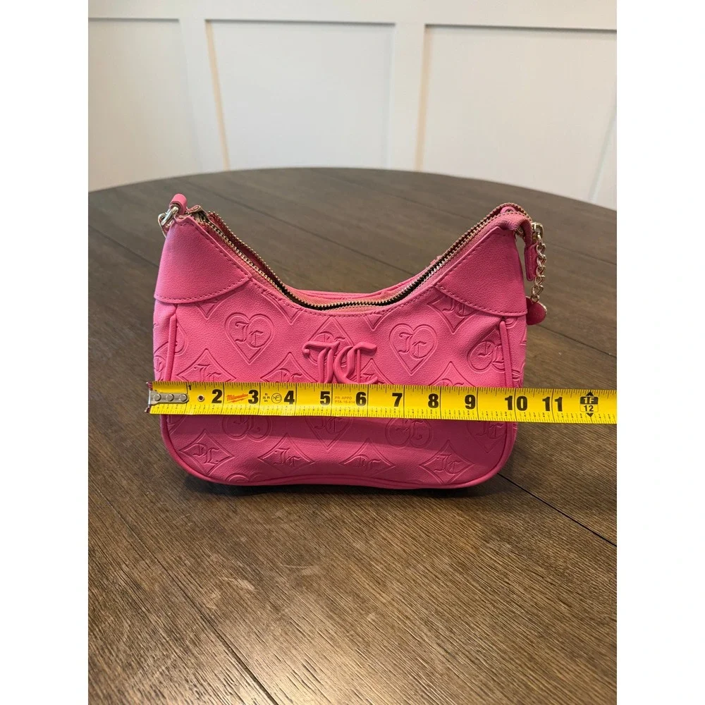 Juicy Couture Pink Embossed JC Heart Logo Shoulder Baguette‎ Bag